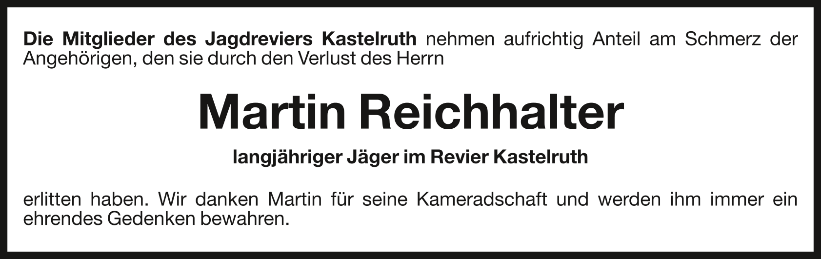 Reichhalter Martin - AN Jagdrevier Kastelruth