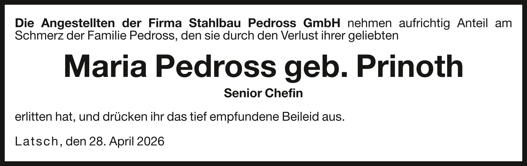 Maria Pedross geb. Prinoth