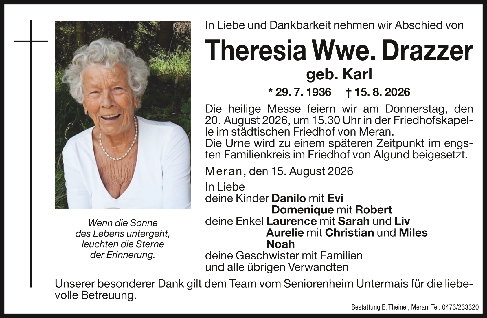 Theresia Wwe. Drazzer geb. Karl