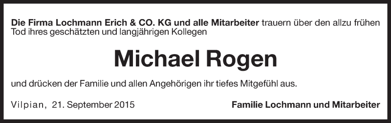 Michael Rogen | Südtirols größtes Trauerportal · Trauerportal Südtirol