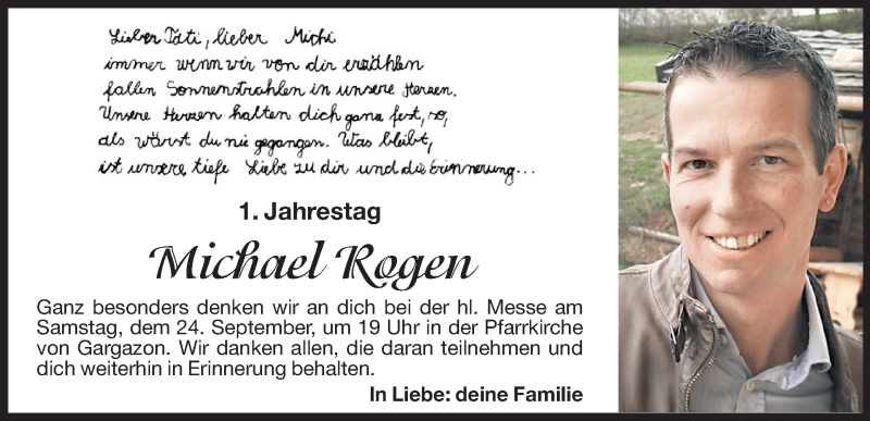 Michael Rogen | Südtirols größtes Trauerportal · Trauerportal Südtirol