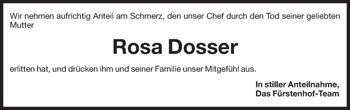 Rosa Dosser | Südtirols größtes Trauerportal · Trauerportal Südtirol