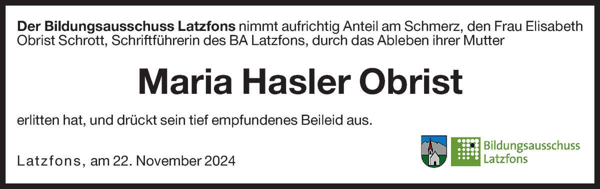 Maria Hasler Obrist | Südtirols größtes Trauerportal · Trauerportal ...