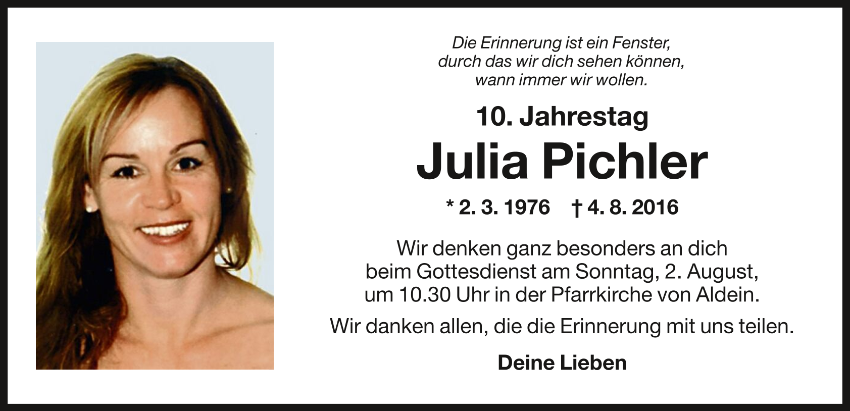 Pichler Julia - JA - 10. Jahrestag