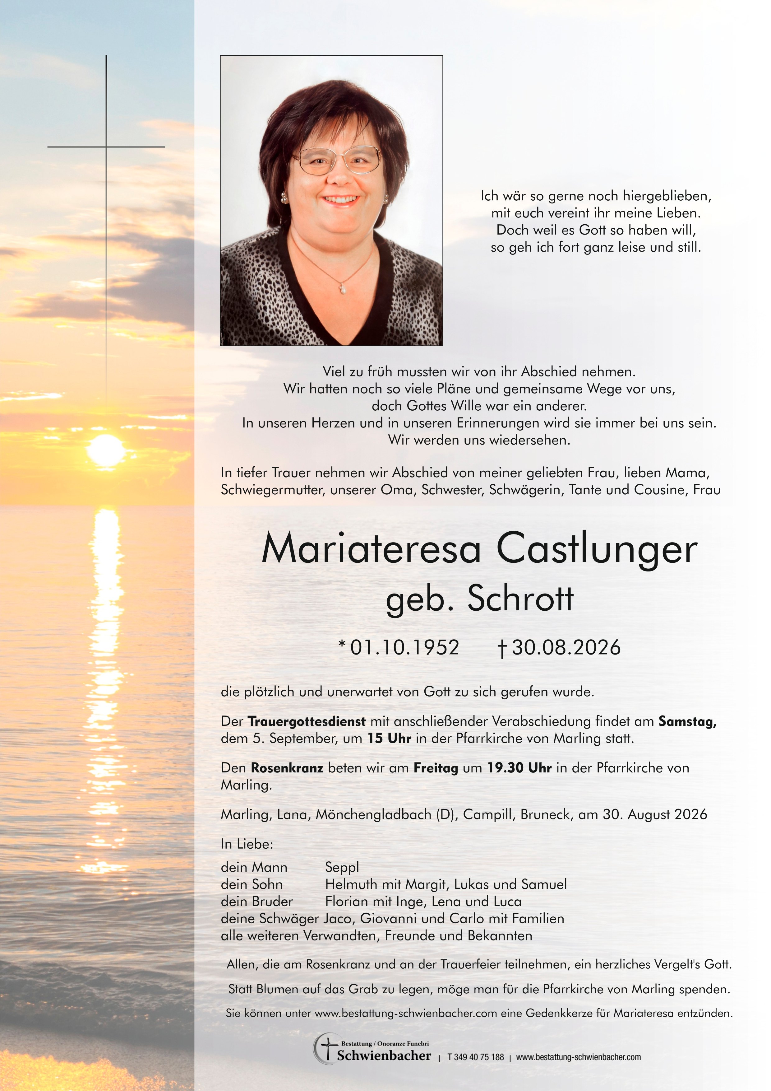 Castlunger Mariateresa - Partezettel
