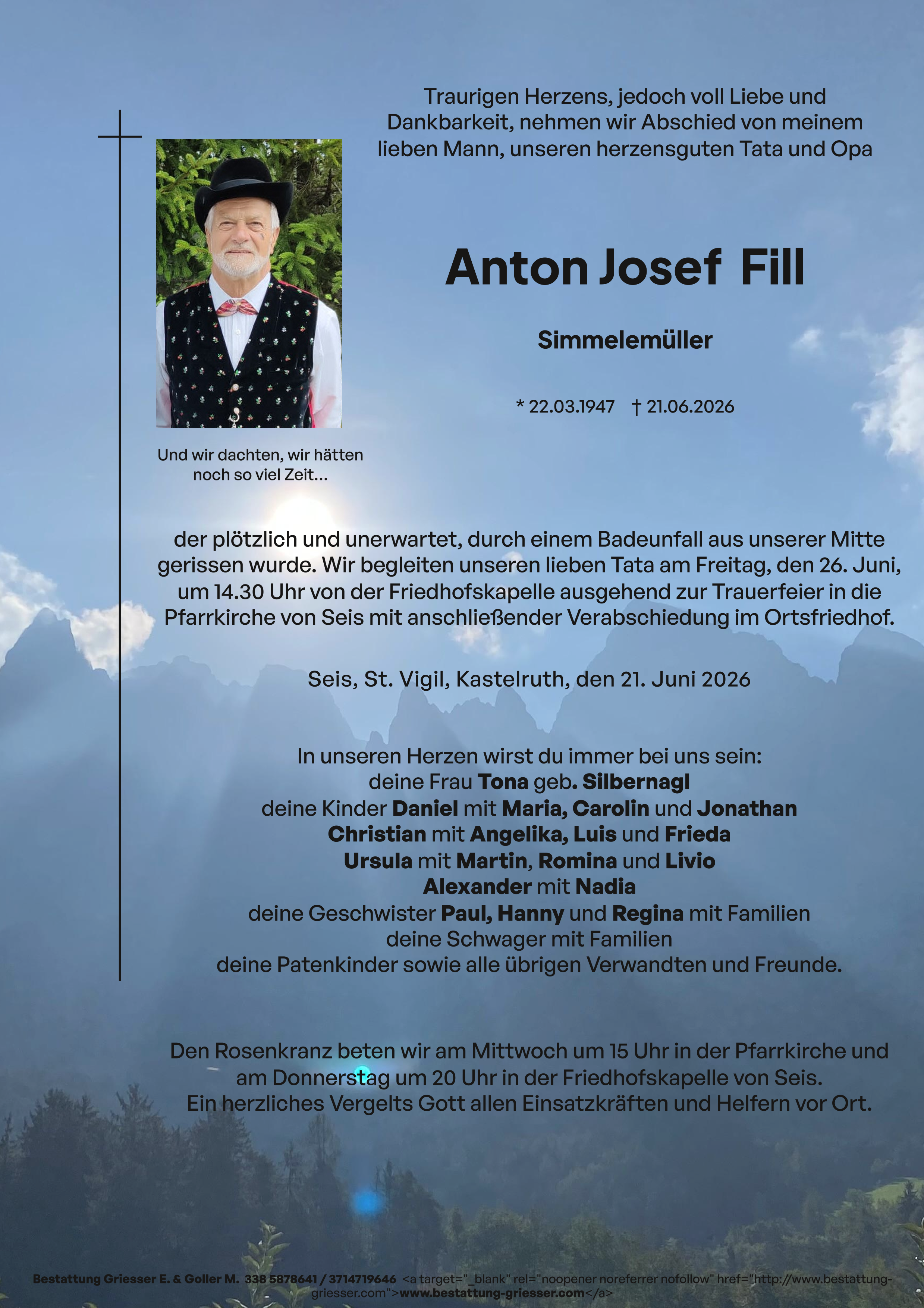 Partezettel - Anton Josef  Fill