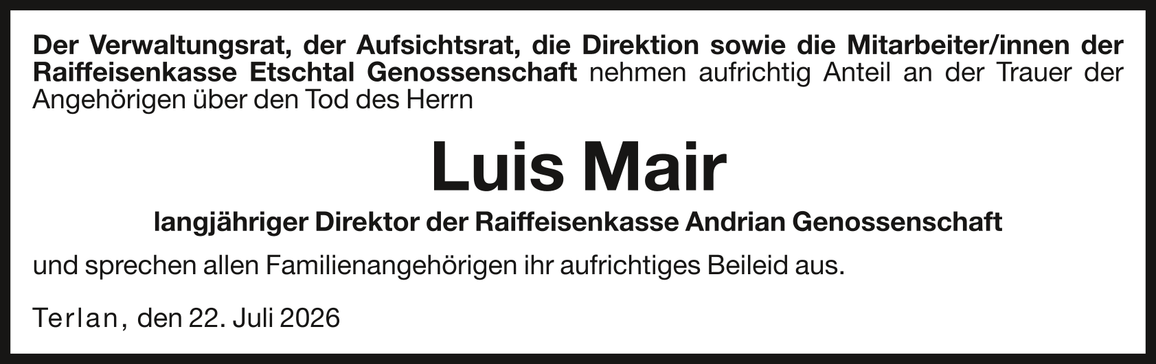 Mair Luis - AN Raika Etschtal