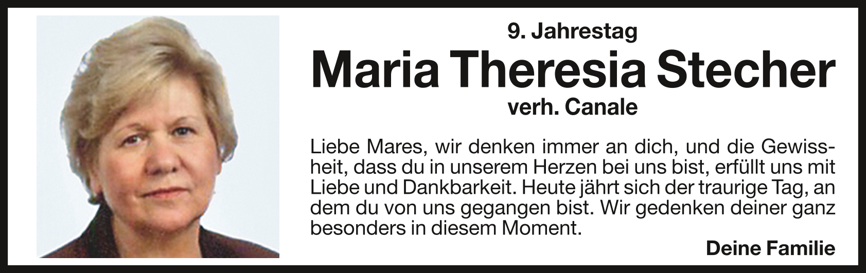 Stecher Maria Theresia Canale - JA